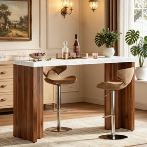 Fnova 55 Inch Counter Height Bar Table with 350 lbs Load, Tall Bar Table for Living Room, Kitchen, Home Bar, Small Space