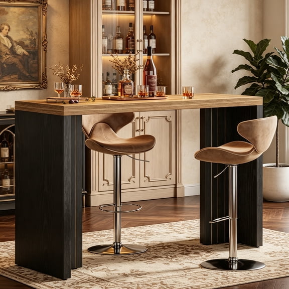 Fnova 55 Inch Counter Height Bar Table with 350 lbs Load, Tall Bar Table for Living Room, Kitchen, Home Bar, Small Space