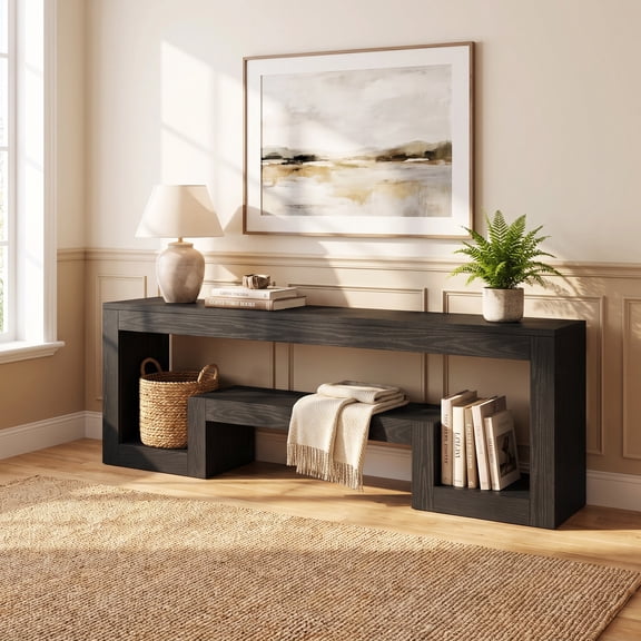 Fnova 62.99" TV Stand with Open Storage Shelves, Rustic Brown Entertainment Center with Thick MDF Board, Modern Farmhouse Media Console Table, Living Room Storage Organizer Furniture