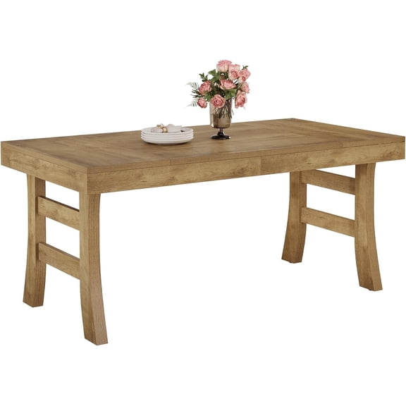 Fnova 63" Dining Table, 3.54" Thick Engineered Wood Family Dining Table for Family Home, Restaurant, Kitchen Dining & Home Decor