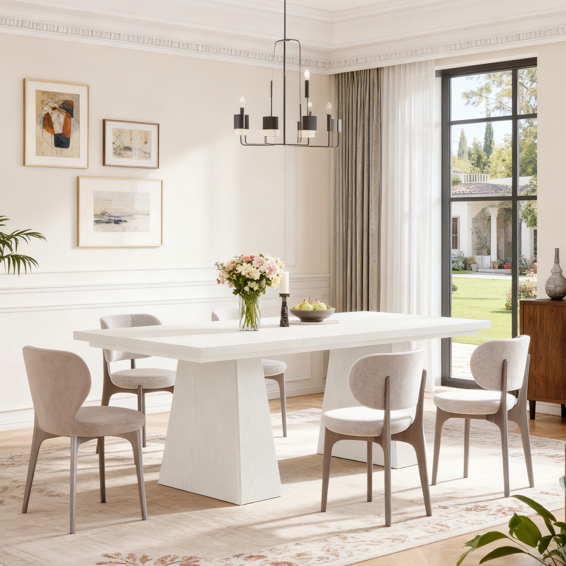 Fnova 63" Executive Desk, Dining Table for 6 People, Modern Farmhouse Wooden Kitchen Table, Large Office Computer Desk for Home Office (Chairs Not Included)