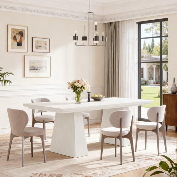 Fnova 63" Executive Desk, Dining Table for 6 People, Modern Farmhouse Wooden Kitchen Table, Large Office Computer Desk for Home Office (Chairs Not Included)