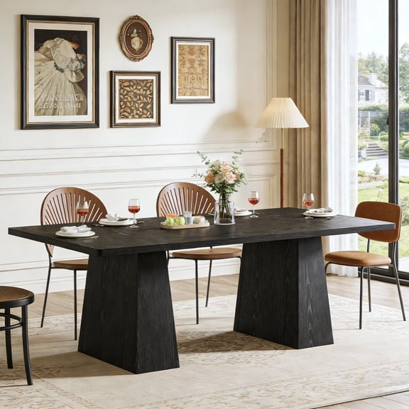 Fnova 63" Executive Desk, Dining Table for 6 People, Modern Farmhouse Wooden Kitchen Table, Large Office Computer Desk for Home Office (Chairs Not Included)