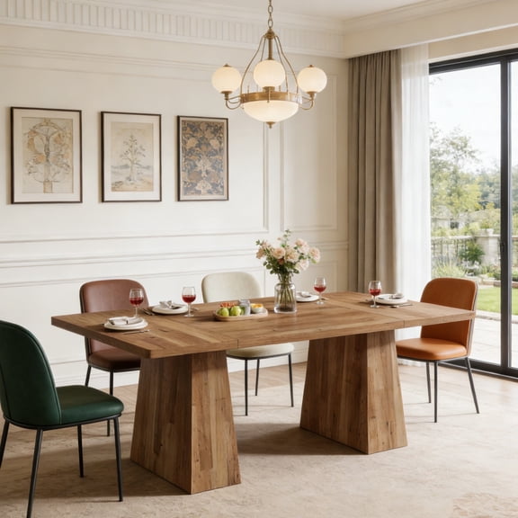 Fnova 63" Executive Desk, Dining Table for 6 People, Modern Farmhouse Wooden Kitchen Table, Large Office Computer Desk for Home Office (Chairs Not Included)