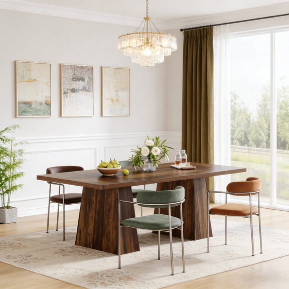 Fnova 63" Executive Desk, Dining Table for 6 People, Modern Farmhouse Wooden Kitchen Table, Large Office Computer Desk for Home Office (Chairs Not Included)