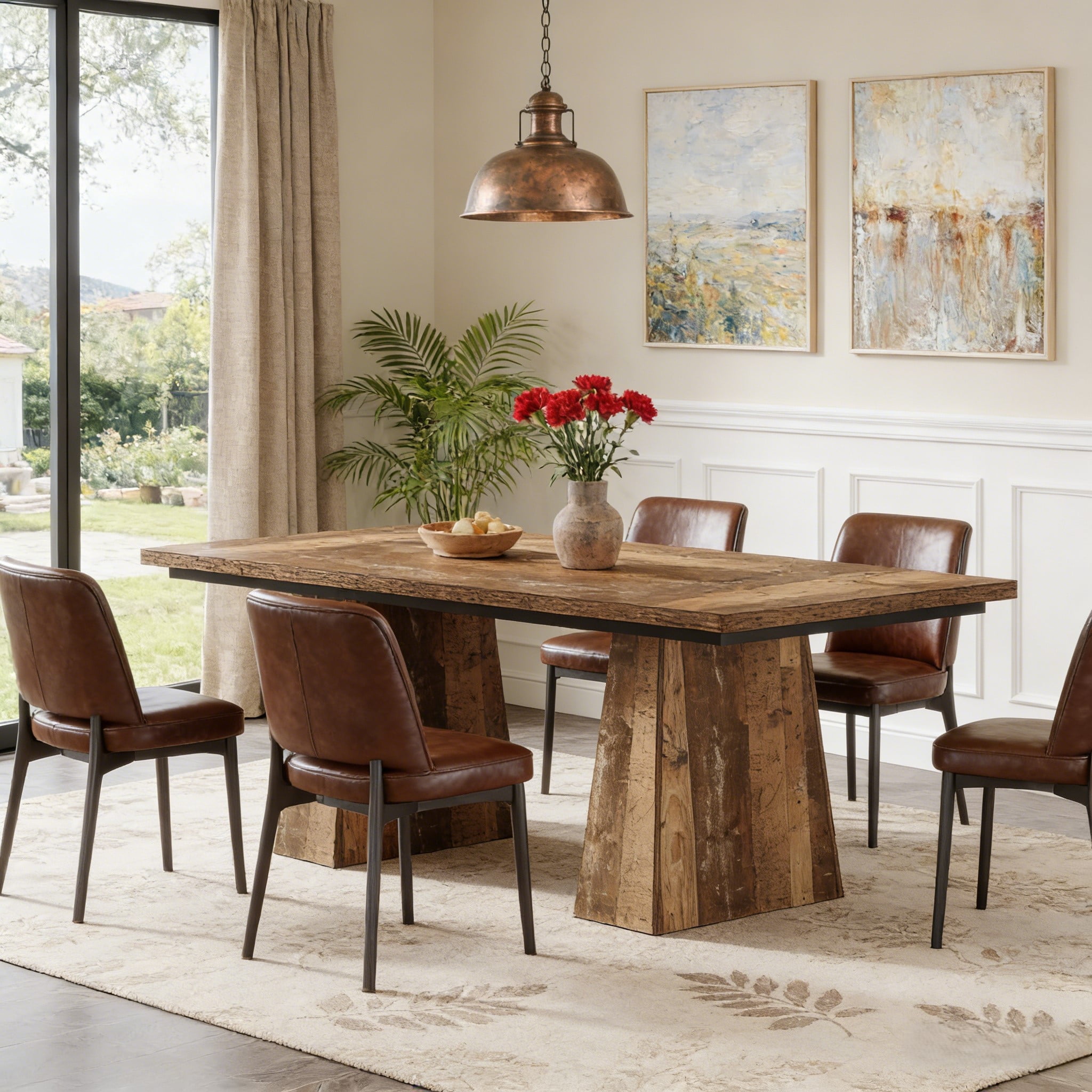 Fnova 63" Executive Desk, Dining Table for 6 People, Modern Farmhouse Wooden Kitchen Table, Large Office Computer Desk for Home Office (Chairs Not Included)