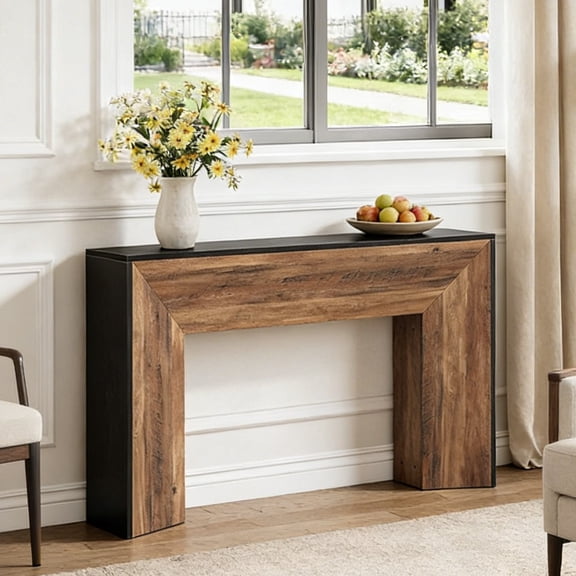 Fnova 63" Farmhouse Console Table, Modern Long Rectangular Wooden Sofa Table for Living Room, Entryway, Hallway Foyer, Easy Assembly