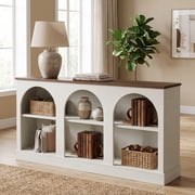 Fnova 63" Farmhouse Console Table, Wooden Entryway Table with 3-Tier Storage, Rectangular Sofa Table for Entrance, Hallw
