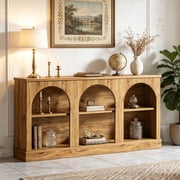Fnova 63" Farmhouse Console Table, Wooden Entryway Table with 3-Tier Storage, Rectangular Sofa Table for Entrance, Hallw