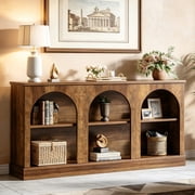 Fnova 63" Farmhouse Console Table, Wooden Entryway Table with 3-Tier Storage, Rectangular Sofa Table for Entrance, Hallw