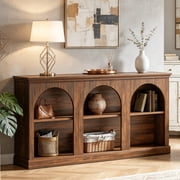 Fnova 63" Farmhouse Console Table, Wooden Entryway Table with 3-Tier Storage, Rectangular Sofa Table for Entrance, Hallw