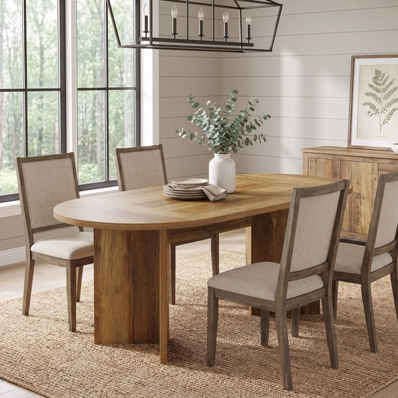 Fnova 63" Farmhouse Dining Table for 2-4 People, Kitchen Table, Modern Dinner Table for Dining Room, Kitchen, Living Room, Office, Restaurant, Apartment