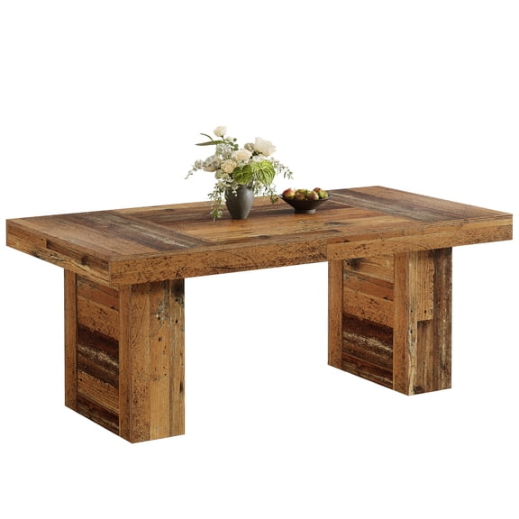 Fnova 63'' Farmhouse Dining Table for 6 People, Rectangular Kitchen Dinner Table, Heavy-Duty Legs MDF Tabletop Industrial Style, for Family Meals, Banquets & Dining Room