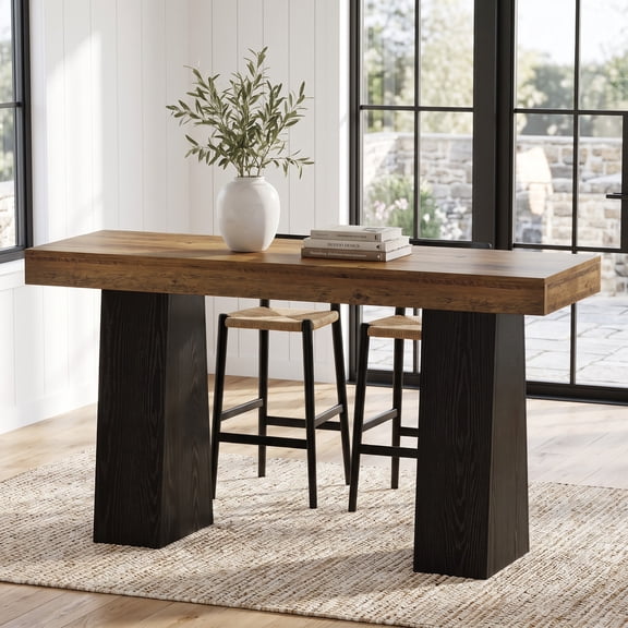 Fnova 63 Inch Counter Height Bar Table with Thickened Tabletop, Tall Bar Table for Kitchen, Home Bar Pub, Basement