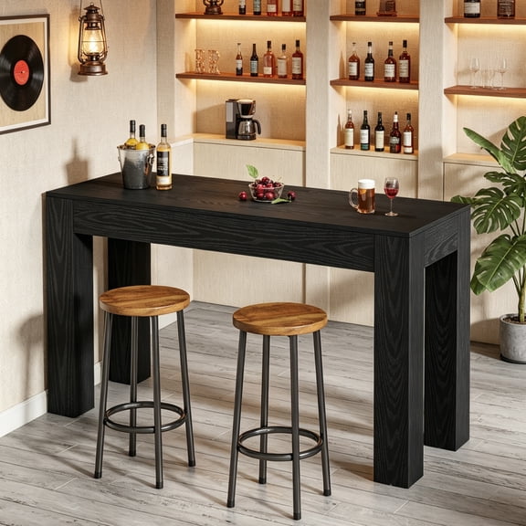 Fnova 63 Inch Long Narrow Counter Height Bar Table with Thick Top, 300 lbs Bar Table for Kitchen Apartment Home Bar