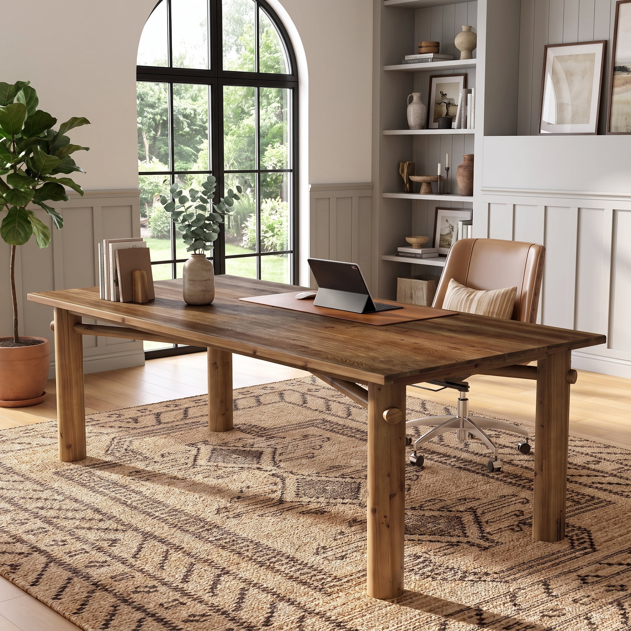 Multi Perpose Computer Table Fnova 63‑Inch Rustic Solid‑Wood Computer Desk, X‑Brace Reinforced ...