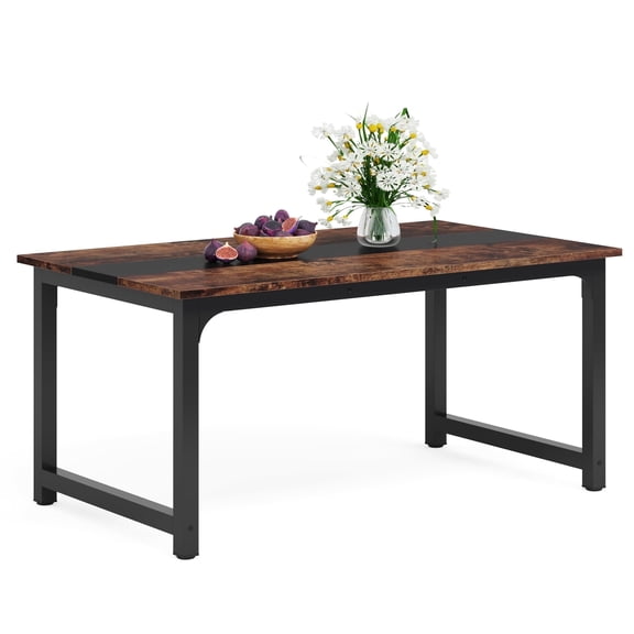 Fnova 63" Industrial Dining Table, 6-8 Person Kitchen Table for Dining Room Kitchen Home Office Restaurant Bistro