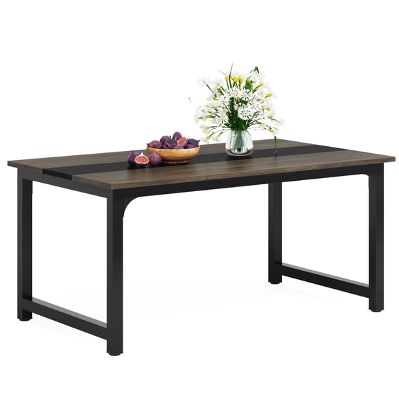 Fnova 63" Industrial Dining Table, 6-8 Person Kitchen Table for Dining Room Kitchen Home Office Restaurant Bistro