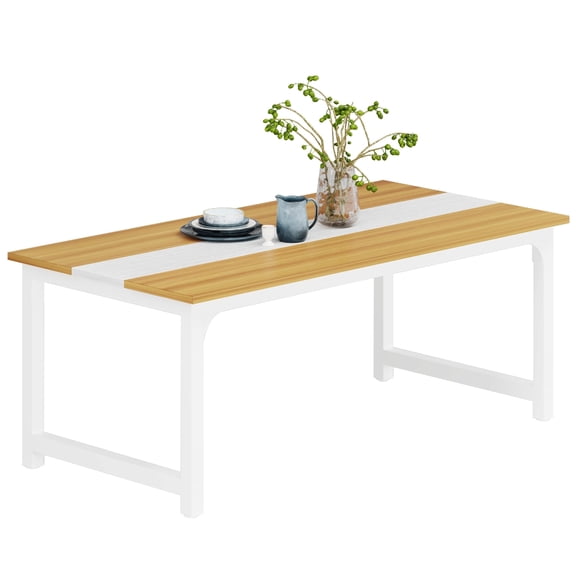 Fnova 63" Industrial Dining Table, 6-8 Person Kitchen Table for Dining Room Kitchen Home Office Restaurant Bistro