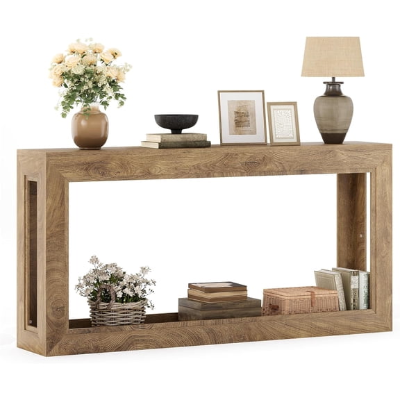 Fnova 63" Modern Console Table, Extra Long Narrow Entryway Table with Open Storage, Space-Saving Sofa Table for Living Room, Hallway