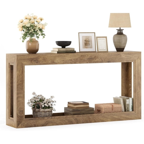 Fnova 63" Modern Console Table, Extra Long Narrow Entryway Table with Open Storage, Space-Saving Sofa Table for Living Room, Hallway