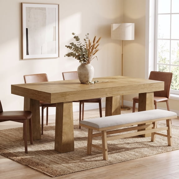 Fnova 63" Modern Rectangular Dining Table, Heavy Duty Kitchen Table with Tapered Legs, Dinner Table for Dining Room, Kitchen, Home Office, Cafe, Restaurant, Apartment, Easy Assembly