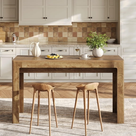 Fnova 63" Pub Dining Table, Counter Height Bar Table, Modern High Top Home Bar Unit for 4-6 People for Kitchen, Dining Room, Bistro, Balcony, Brown