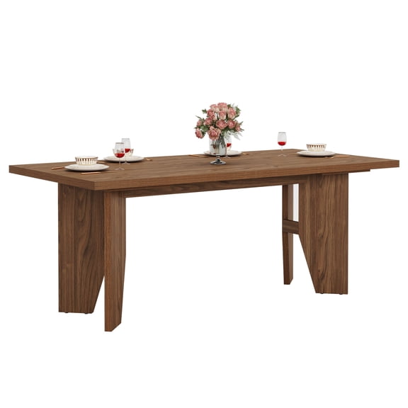 Fnova 63'' Rectangular Dining Table for 4-6 People, Farmhouse Kitchen Dinner Table, Wood Tabletop, for Kitchen, Dining Room & Small Gatherings