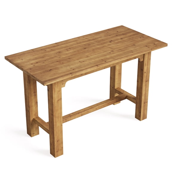 Fnova 63" Solid Wood Bar Height Table, Rectangle Counter Height Table High Top Pub Table for Home Bar & Kitchen, Brown