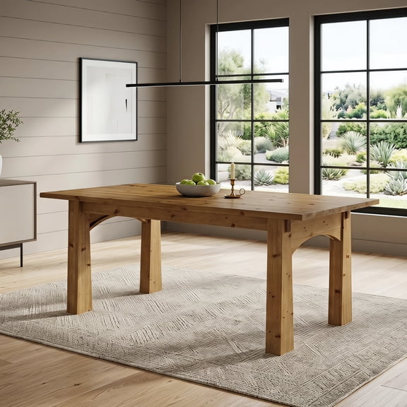 Fnova 63'' Solid Wood Dining Table for 4-6 People, Farmhouse Dinner Table, Versatile for Dining Room, Living Room, Kitchen & Home Use