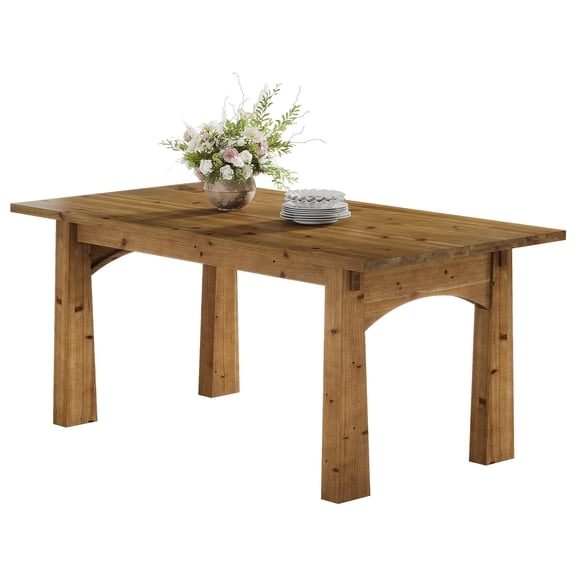 Fnova 63'' Solid Wood Dining Table for 4-6 People, Farmhouse Dinner Table, Versatile for Dining Room, Living Room, Kitchen & Home Use