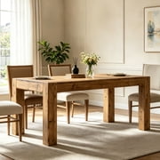 Fnova 63 Solid Wood Farmhouse Dining Table for 4-6 People, Rectangle Wooden Kitchen Table, Heavy Duty Dinner Table for Dining Room, Kitchen, Living Room, Restaurant