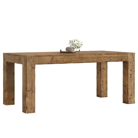 Fnova 63" Solid Wood Farmhouse Dining Table for 4-6 People, Rectangle Wooden Kitchen Table, Heavy Duty Dinner Table for Dining Room, Kitchen, Living Room, Restaurant