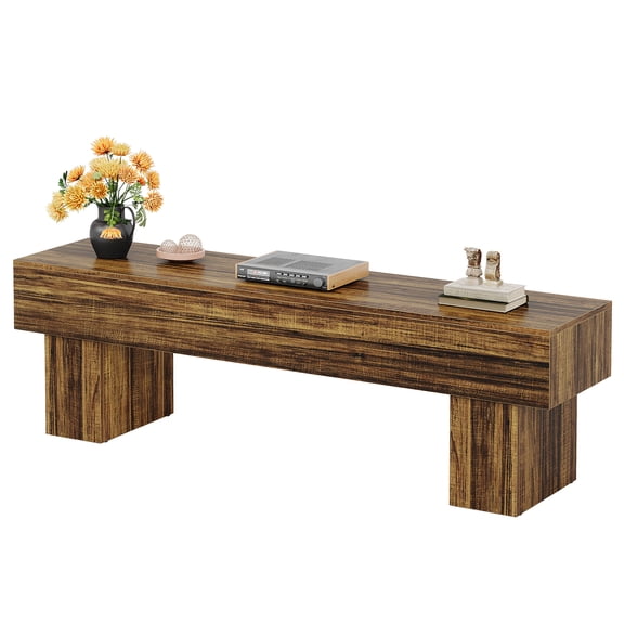 Fnova 63" TV Stand, Farmhouse Wood Entryway Bench, Dining Bench, Multi-Functional Console Table for Living Room, Hallway, Bedroom