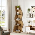 thumbnail image 1 of Fnova 70" 5-Tier Corner Shelving Unit, Modern Tall Storage Shelf Bookcase Plant Stand Organizer Unit for Home Office Living Room Bedroom, Woodtone, 1 of 19