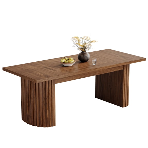 Fnova 70.87" Dining Table for 6-8, Farmhouse Rectangular Kitchen Table with Heavy Duty Legs, Modern Style, Easy to Assemble