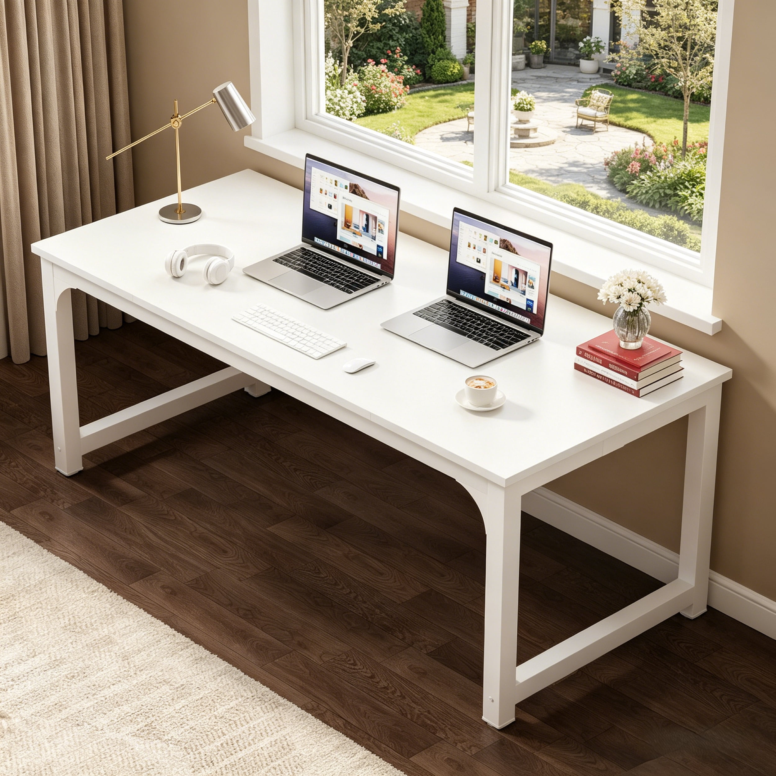 Fnova 70.87'' Extra Large Executive Desk, Home Office Computer Workstation with Thickened Metal Frame, Multipurpose for Conference, Dining, Home Office & Business Use