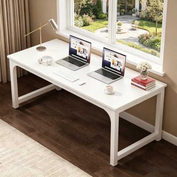 Fnova 70.87'' Extra Large Executive Desk, Home Office Computer Workstation with Thickened Metal Frame, Multipurpose for Conference, Dining, Home Office & Business Use