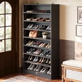 thumbnail image 1 of Fnova 70.87"H Tall Storage Shelf, Modern Freestanding Wooden Bookshelf with 8 Adjustable Shelves, Large Open Bookcase Display Organizer for Living Room, Bedroom, Home Office, Black, 1 of 20