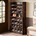 thumbnail image 1 of Fnova 70.87"H Tall Storage Shelf, Modern Freestanding Wooden Bookshelf with 8 Adjustable Shelves, Large Open Bookcase Display Organizer for Living Room, Bedroom, Home Office, Dark Brown, 1 of 20