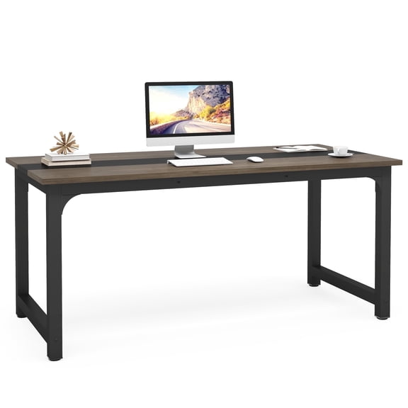 Fnova 70.9" Computer Desk, Reinforced Steel Frame Wooden Desk for Home Office Workstation, Conference Room, Study Room & Modern Home