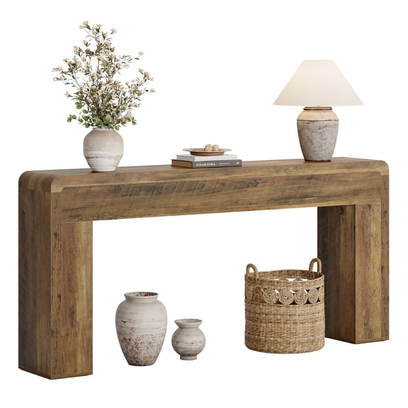 Fnova 70.9" Console Table, Extra Long Farmhouse Entryway Table with Thickened Tabletop, Wood Sofa Table for Living Room, Entryway, Hallway