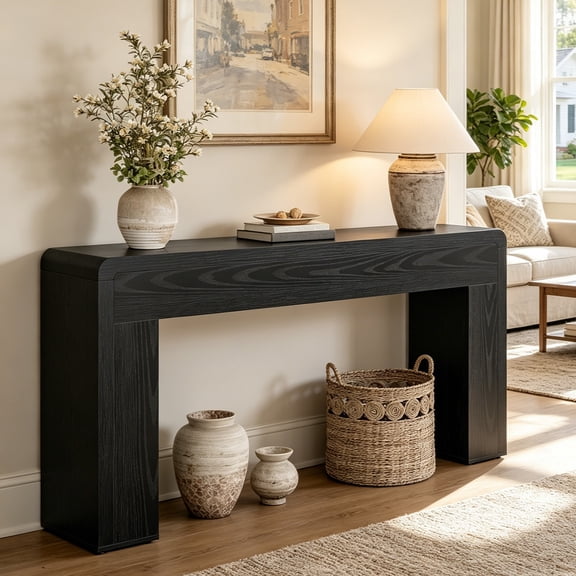 Fnova 70.9" Console Table, Extra Long Farmhouse Entryway Table with Thickened Tabletop, Wood Sofa Table for Living Room, Entryway, Hallway