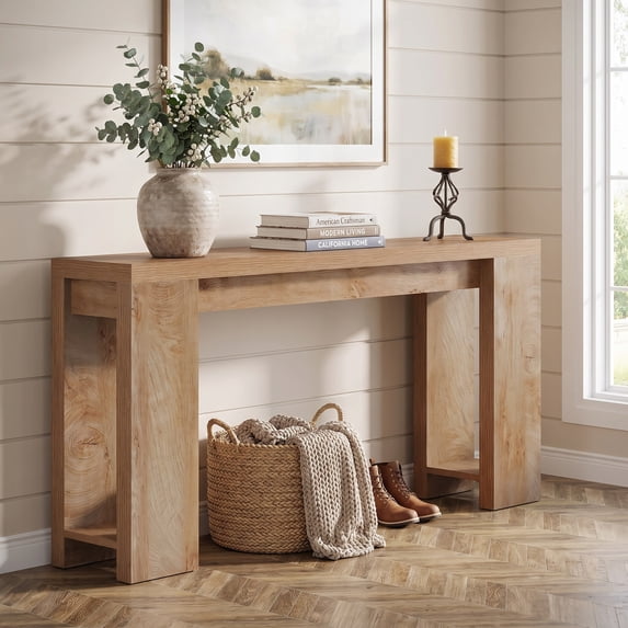 Fnova 70.9" Extra Long Console Table, Wide Sideboard Sofa Table, Farmhouse Entryway Table Behind Couch Accent Table for Living Room Hallway Home Decor Furniture