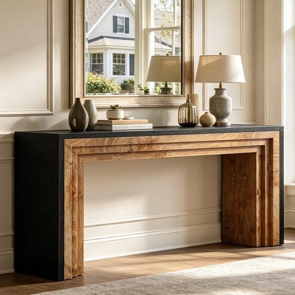 Fnova 70.9" Farmhouse Console Table, Modern Entryway Table, Long Narrow Wooden Sofa Table Behind The Couch for Living Room, Entryway, Hallway, Foyer