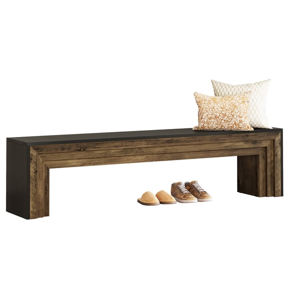 Fnova 70.9 Inch Extra Long Entryway Bench, MDF with Metal Support Modern Farmhouse Bench for Hallway Living Room Bedroom Dining Room TV Stand