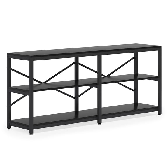 Fnova 70.9" Modern Console Table, 3-Tier Extra Long Entryway Table, Industrial Sofa Table Behind Couch with Storage Shelves for Entryway, Foyer, Hallway, Living Room
