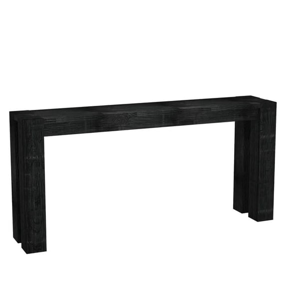 Fnova 70.9" Solid Wood Black Console Table, Farmhouse Extra Long Narrow Entryway Table, Heavy Duty Sofa Table for Living Room, Hallway, Foyer