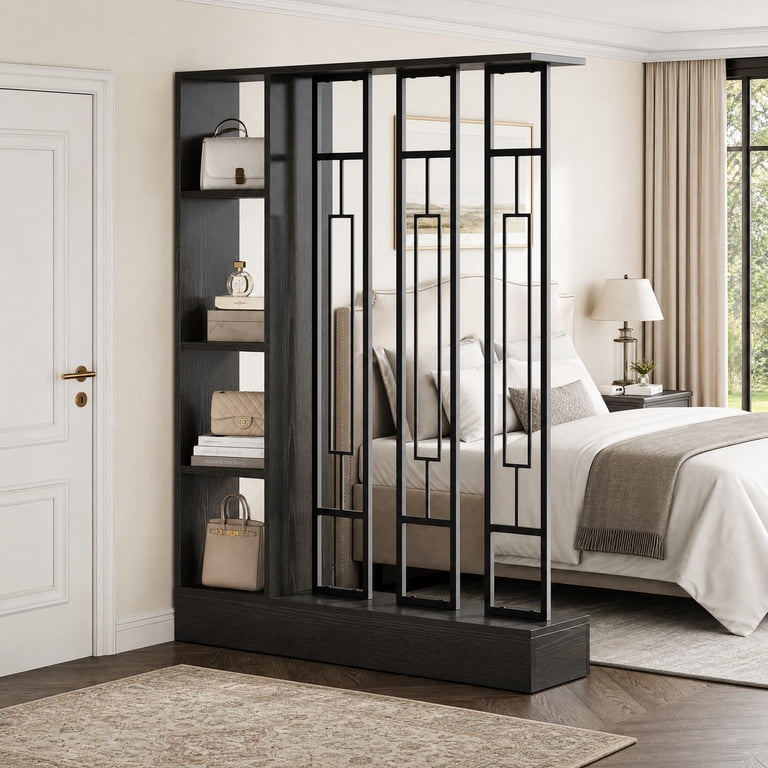Fnova 70.9" Wall Room Divider with Shelves, Modern Wall Divider with ...