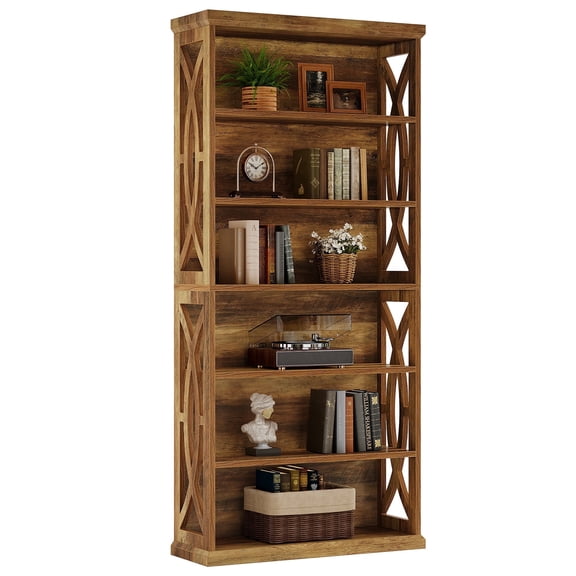 Fnova 71" 6-Tier Tall Storage Shelf Unit, Large Capacity Open Bookcase Display Shelving for Living Room Bedroom Home Office Entryway
